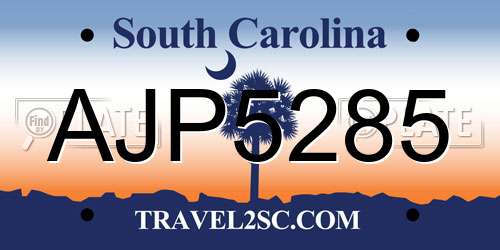 AJP5285 South Carolina License Plate