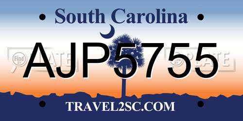 AJP5755 South Carolina License Plate