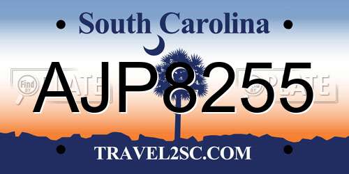 AJP8255 South Carolina License Plate
