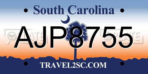 AJP8755 South Carolina License Plate