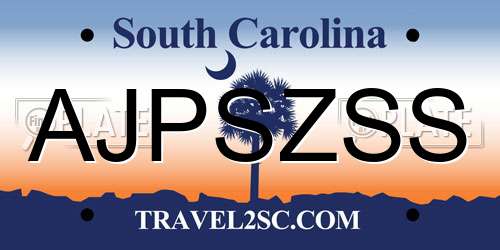 AJPSZSS South Carolina License Plate