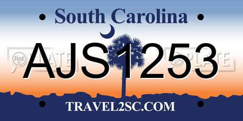 AJS1253 South Carolina License Plate