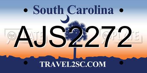 AJS2272 South Carolina License Plate