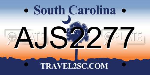 AJS2277 South Carolina License Plate
