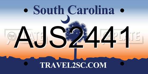 AJS2441 South Carolina License Plate