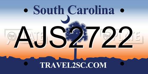 AJS2722 South Carolina License Plate