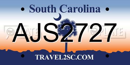 AJS2727 South Carolina License Plate