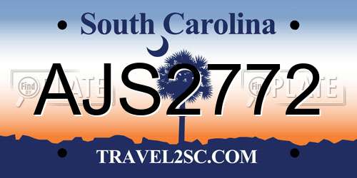 AJS2772 South Carolina License Plate