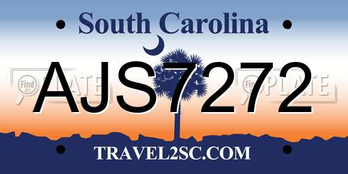 AJS7272 South Carolina License Plate