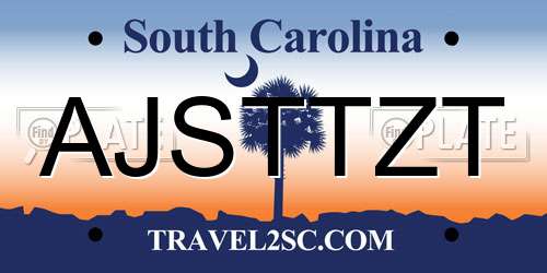 AJSTTZT South Carolina License Plate