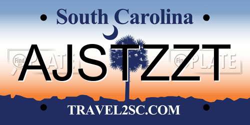 AJSTZZT South Carolina License Plate