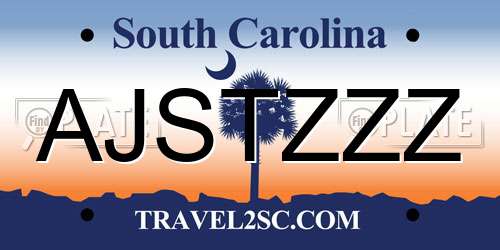 AJSTZZZ South Carolina License Plate