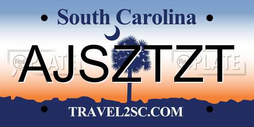 AJSZTZT South Carolina License Plate