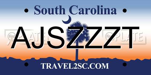 AJSZZZT South Carolina License Plate