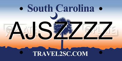 AJSZZZZ South Carolina License Plate