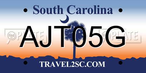 AJT05G South Carolina License Plate