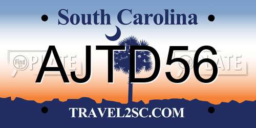 AJTD56 South Carolina License Plate