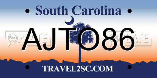 AJTO86 South Carolina License Plate