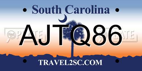 AJTQ86 South Carolina License Plate