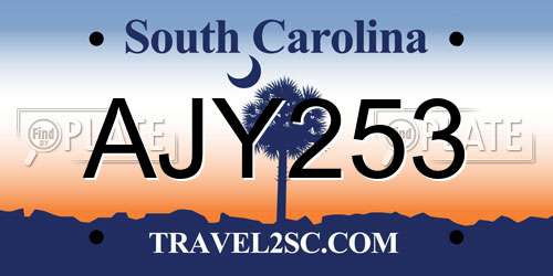 AJY253 South Carolina License Plate