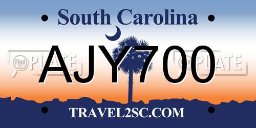 AJY700 South Carolina License Plate