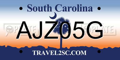 AJZ05G South Carolina License Plate