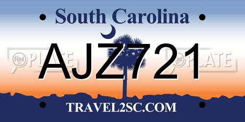 AJZ721 South Carolina License Plate