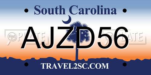 AJZD56 South Carolina License Plate