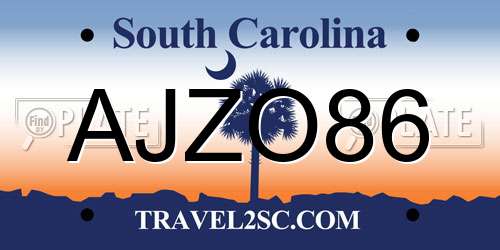 AJZO86 South Carolina License Plate