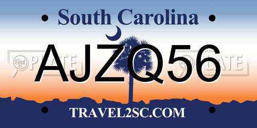 AJZQ56 South Carolina License Plate