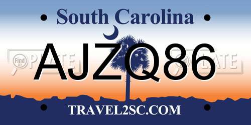 AJZQ86 South Carolina License Plate