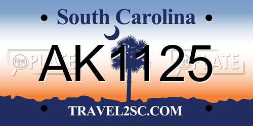 AK1125 South Carolina License Plate