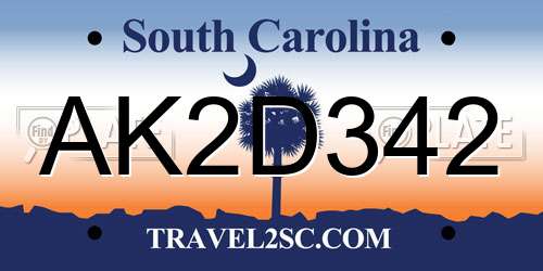 AK2D342 South Carolina License Plate