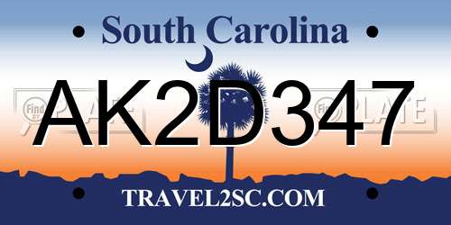 AK2D347 South Carolina License Plate
