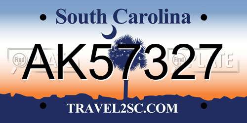 AK57327 South Carolina License Plate