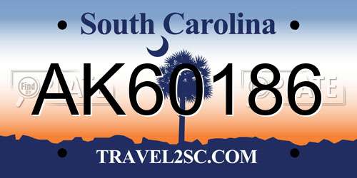 AK60186 South Carolina License Plate