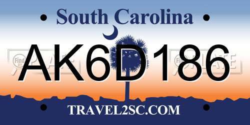 AK6D186 South Carolina License Plate