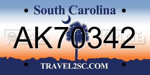 AK70342 South Carolina License Plate