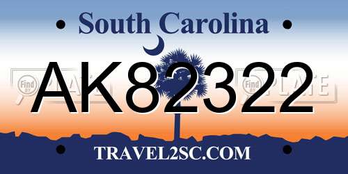AK82322 South Carolina License Plate