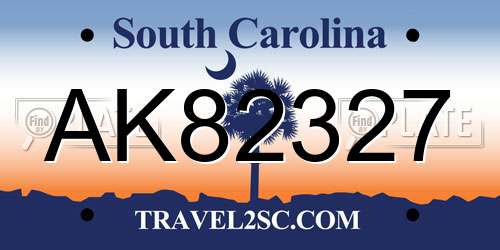AK82327 South Carolina License Plate