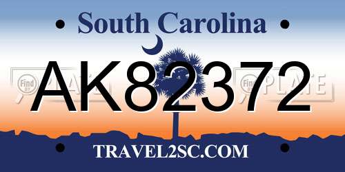 AK82372 South Carolina License Plate
