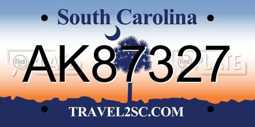 AK87327 South Carolina License Plate