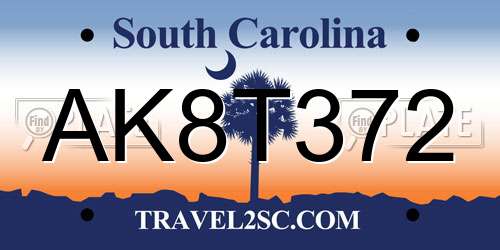 AK8T372 South Carolina License Plate