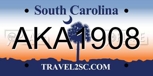 AKA1908 South Carolina License Plate
