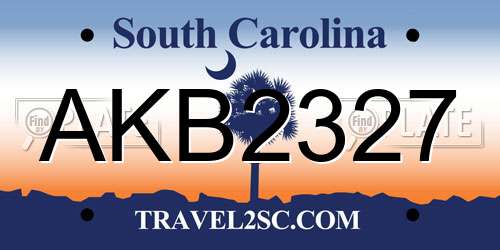 AKB2327 South Carolina License Plate