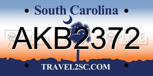 AKB2372 South Carolina License Plate