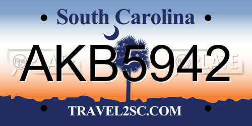 AKB5942 South Carolina License Plate