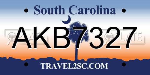 AKB7327 South Carolina License Plate