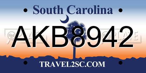AKB8942 South Carolina License Plate