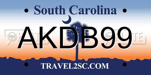 AKDB99 South Carolina License Plate